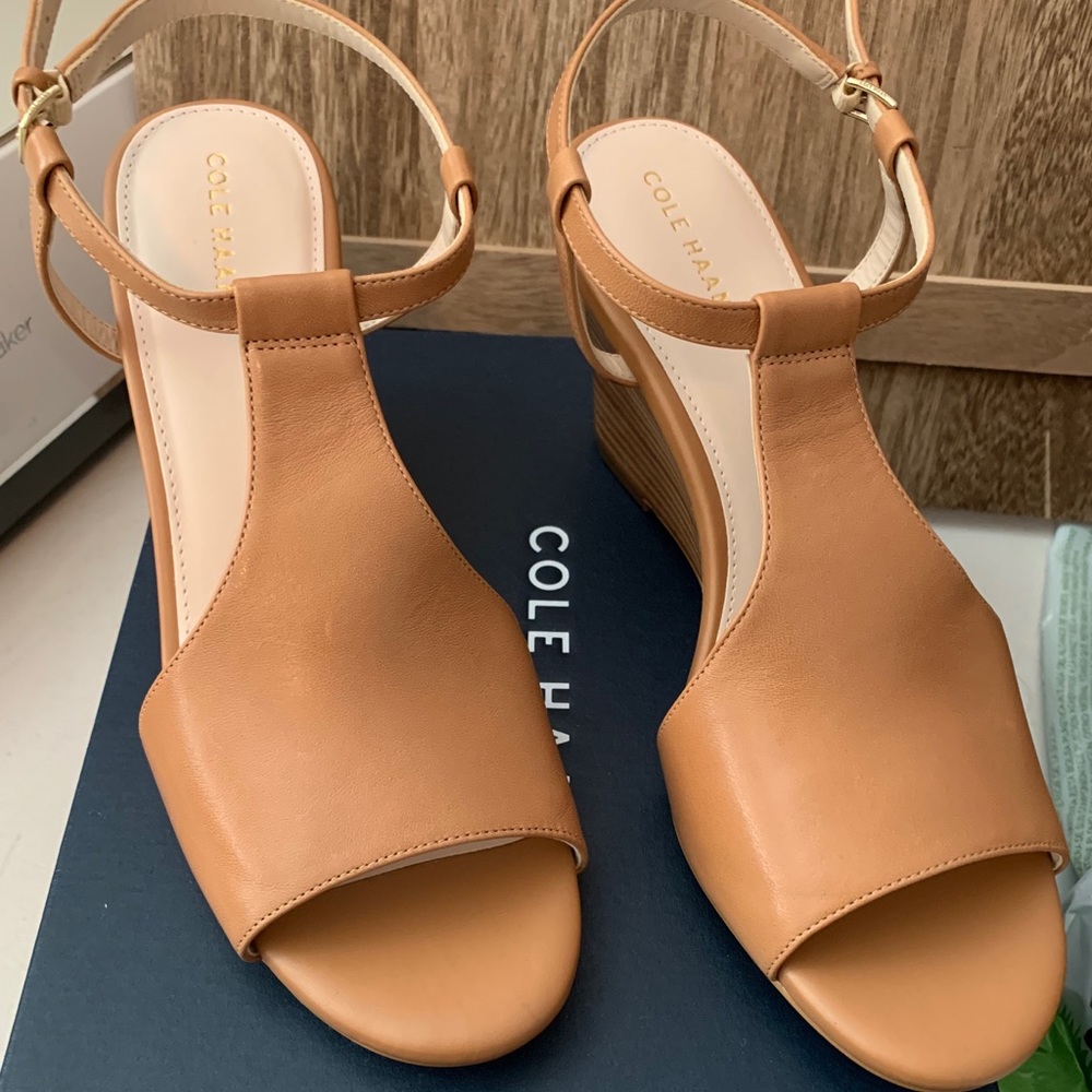 Cole Haan Tan Leather Wedges